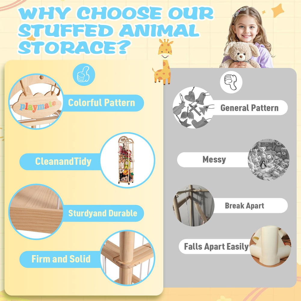 Quewoll Large stuffed animal storage organizer—assembly image demonstrates quick setup.
