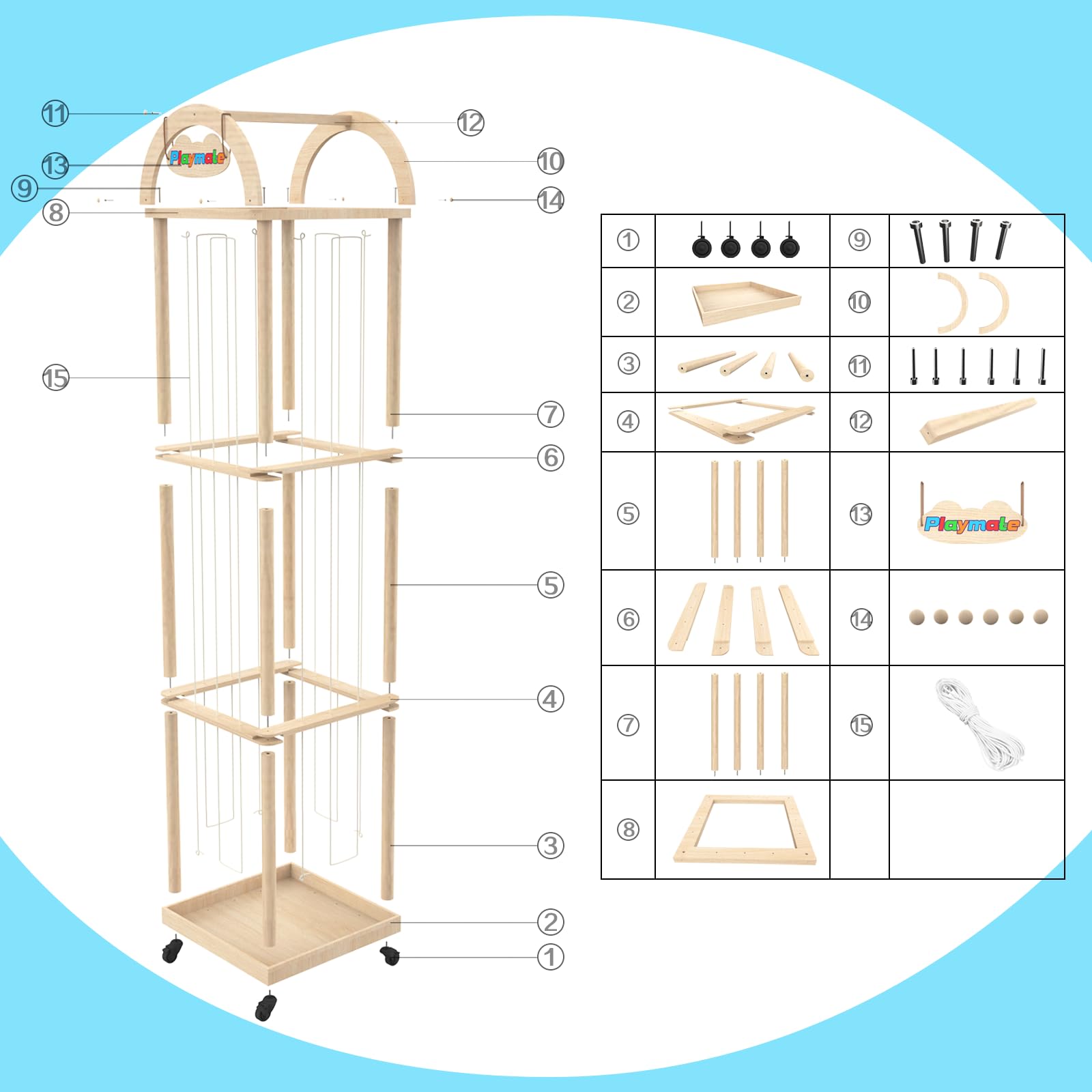Quewoll Large stuffed animal storage organizer—dimensions show 61-inch height for big plush collections.