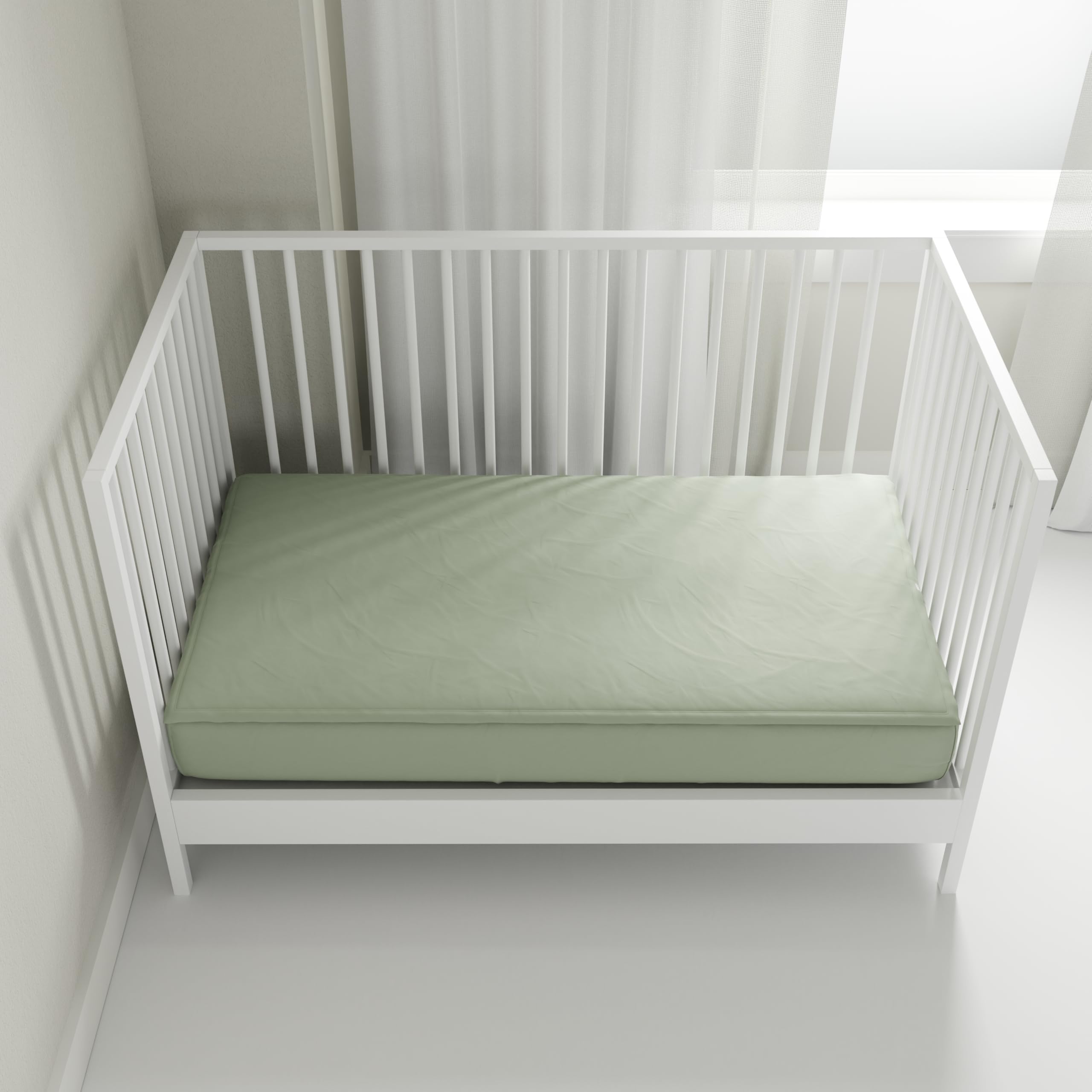 QuickZip crib sheet base wraparound secures standard mattresses for a snug, stable sleep surface