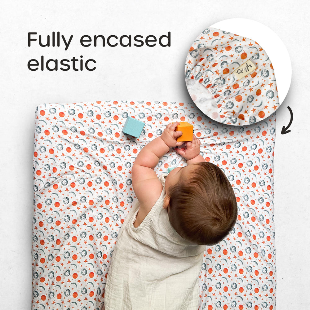 Quiggly bassinet sheets feathers pattern provides gentle design for any nursery