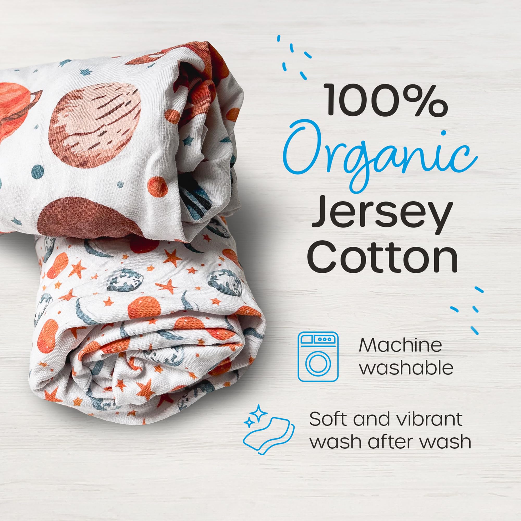 Quiggly bassinet sheets planet pattern enhances nursery with breathable jersey knit