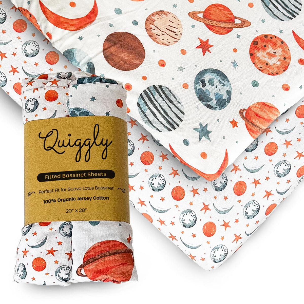 Quiggly bassinet sheets space pattern offer soft organic cotton comfort for peaceful naps