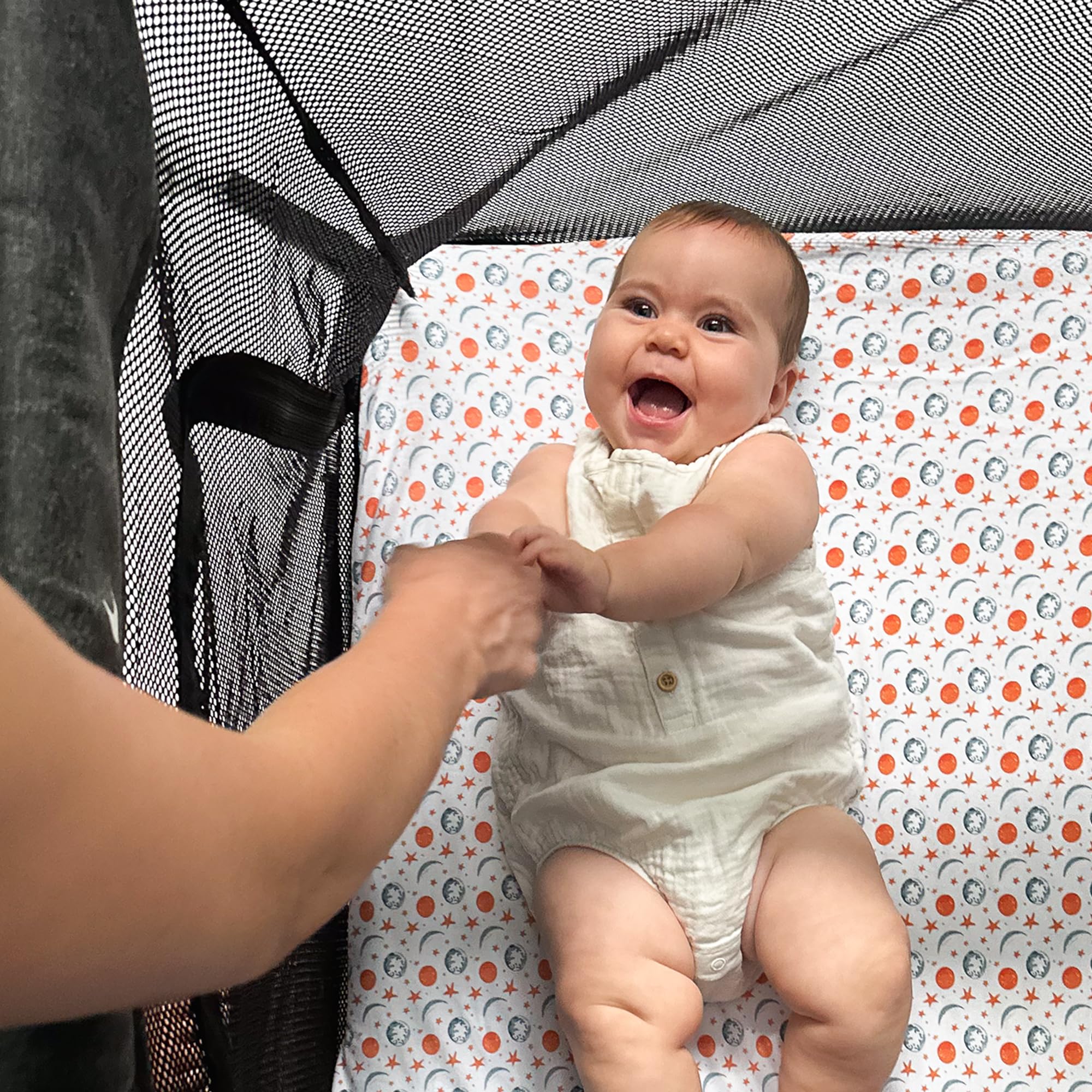 Quiggly packable travel crib sheets are convenient for on-the-go nurseries and daycare.