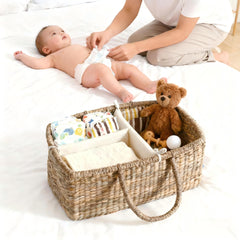 Quincry Premium Wicker Diaper Caddy bows detail with removable accents for customization