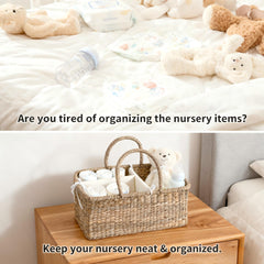 Quincry Premium Wicker Diaper Caddy interior with divider for organized diaper stash