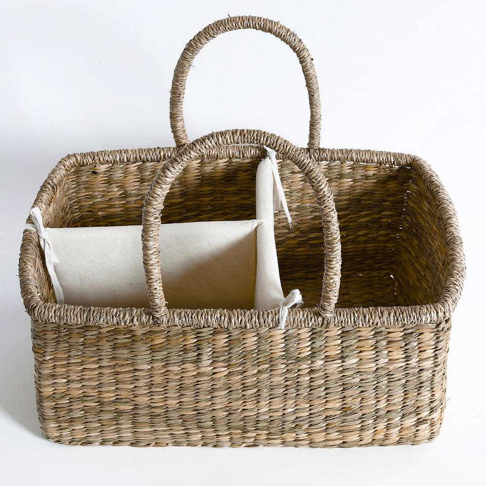 Quincry Premium Wicker Diaper Caddy multi-use setup for nursery organization