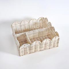 Quincry rattan basket in bathroom with waterproof, moisture-proof weave.