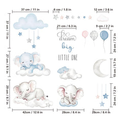 Quinspir Dream Big elephant wall stickers on cloud pair with soft lighting for peaceful nights.
