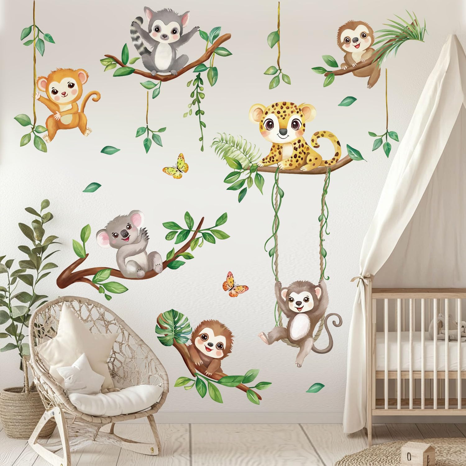 Quinspir Rainforest wall art for kids brightens nursery walls with peel-and-stick ease.