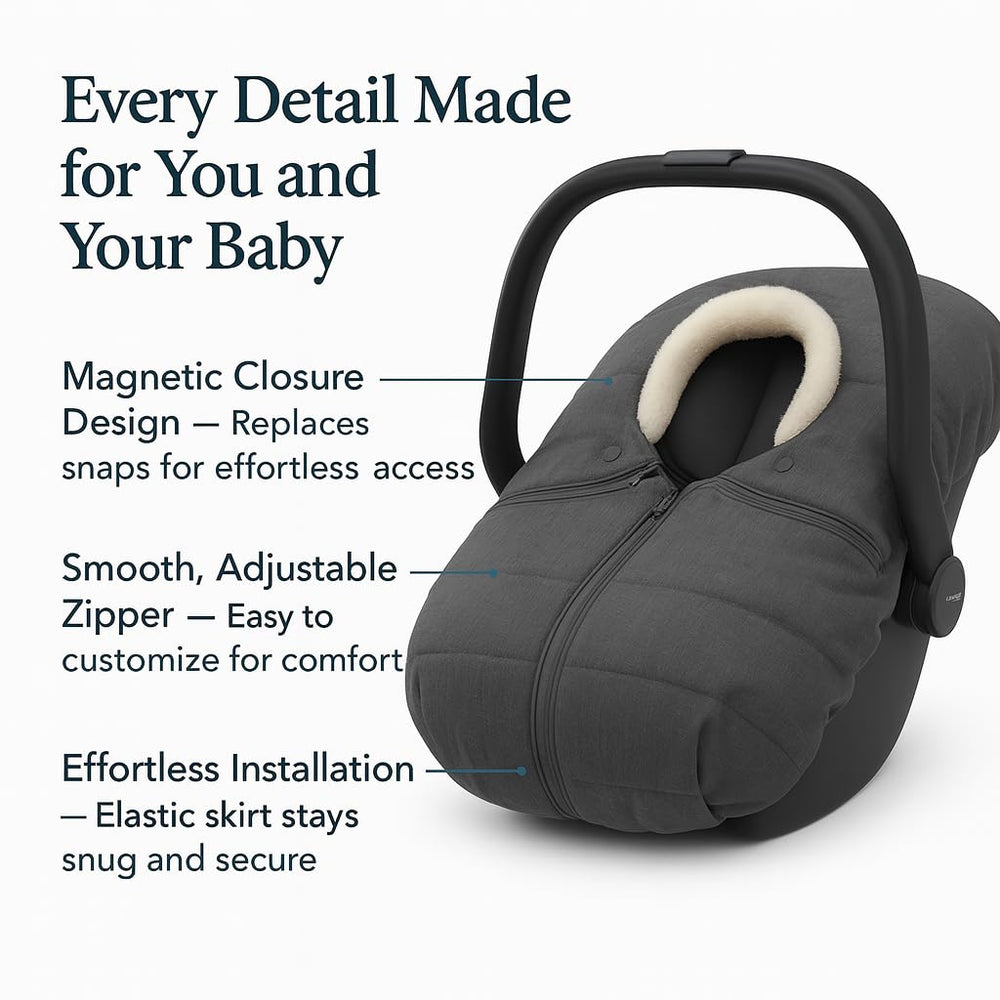 Quintriae elastic attachment secures a quick, snug fit over car seats.