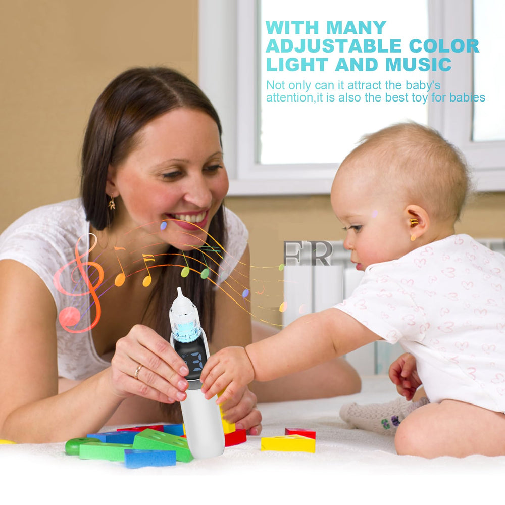 Qulief nasal aspirator light and music visuals support soothing bedtime routines for baby calm.