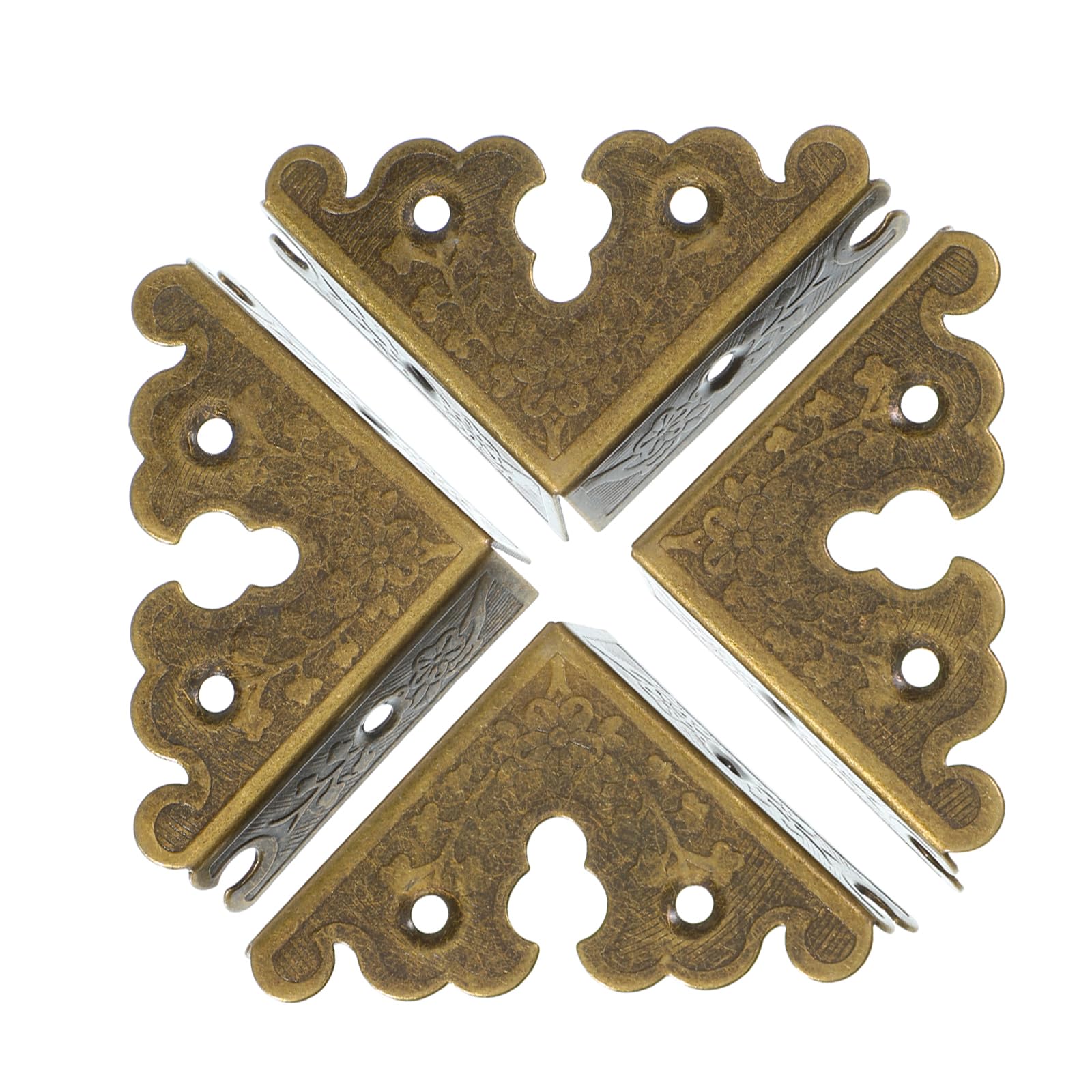 Qulkws antique-bronze corner protector 12pcs with ornate carving protects furniture edges