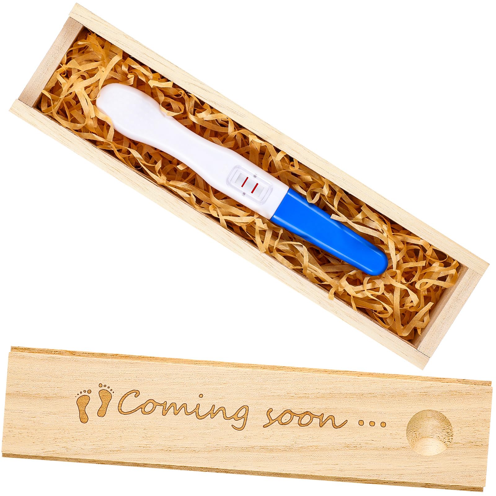 Qunclay pregnancy test keepsake box closeup highlights durable wood and smooth finish for lasting keepsakes.