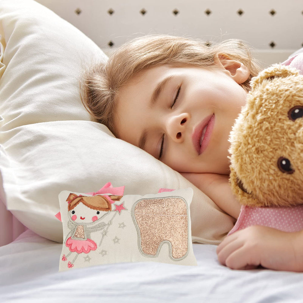 Qunclay tooth fairy pillow sits nicely as room decor and keepsake.