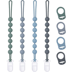 Qunland silicone pacifier clip blue close-up showing secure fit and color option for dummies