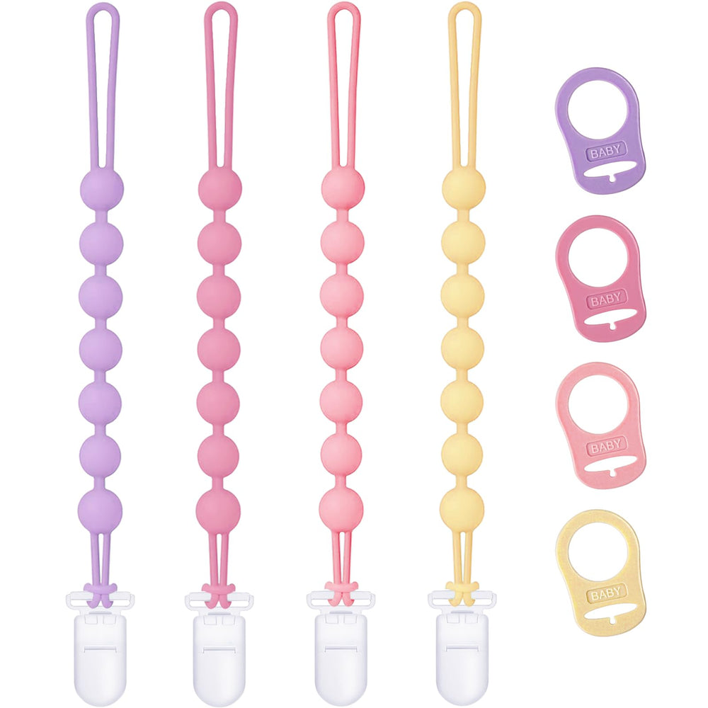 Qunland 4-pack silicone pacifier clips pack prevents lost pacifiers