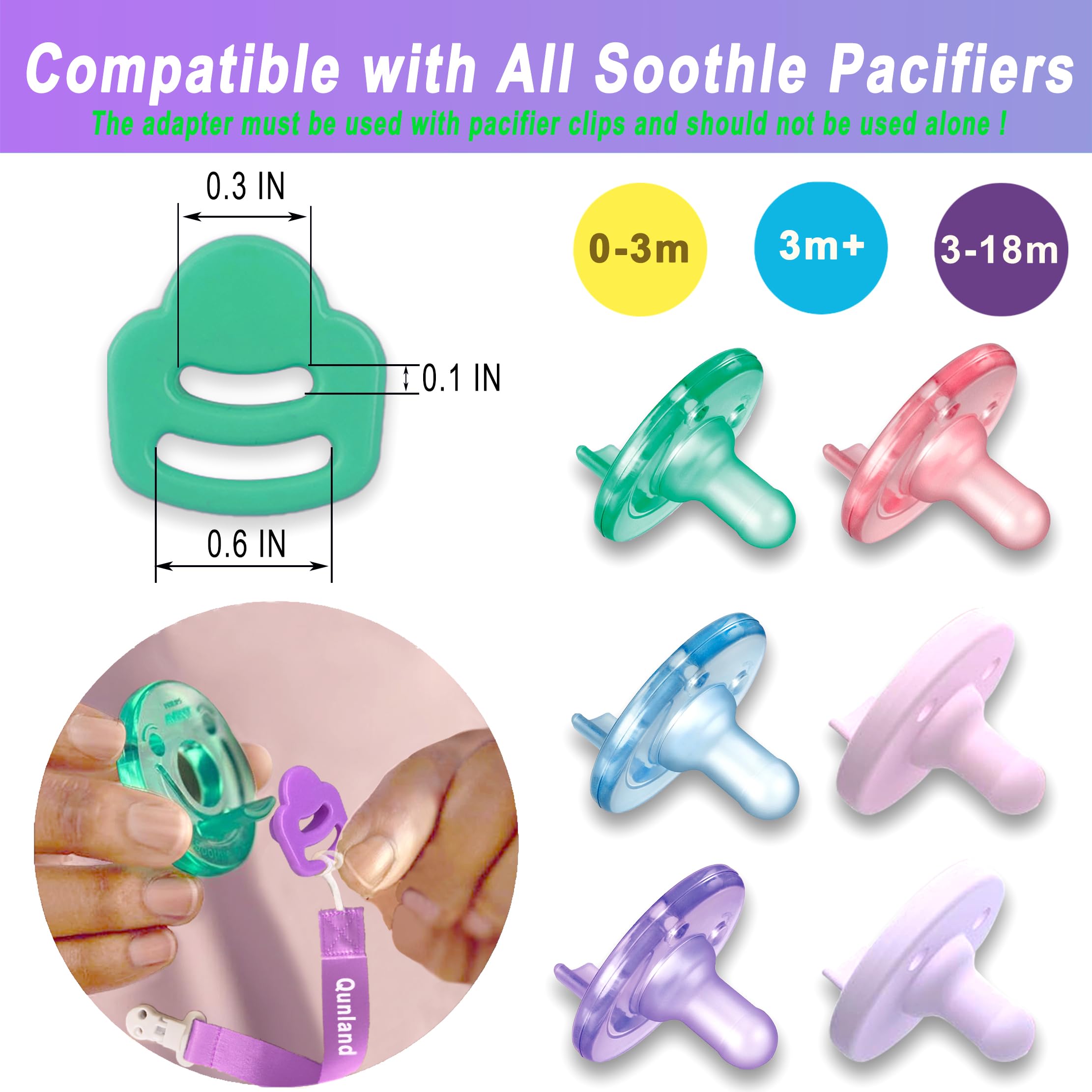 Qunland Avent Soothie-compatible adapter ring, easy attachment to pacifier clips
