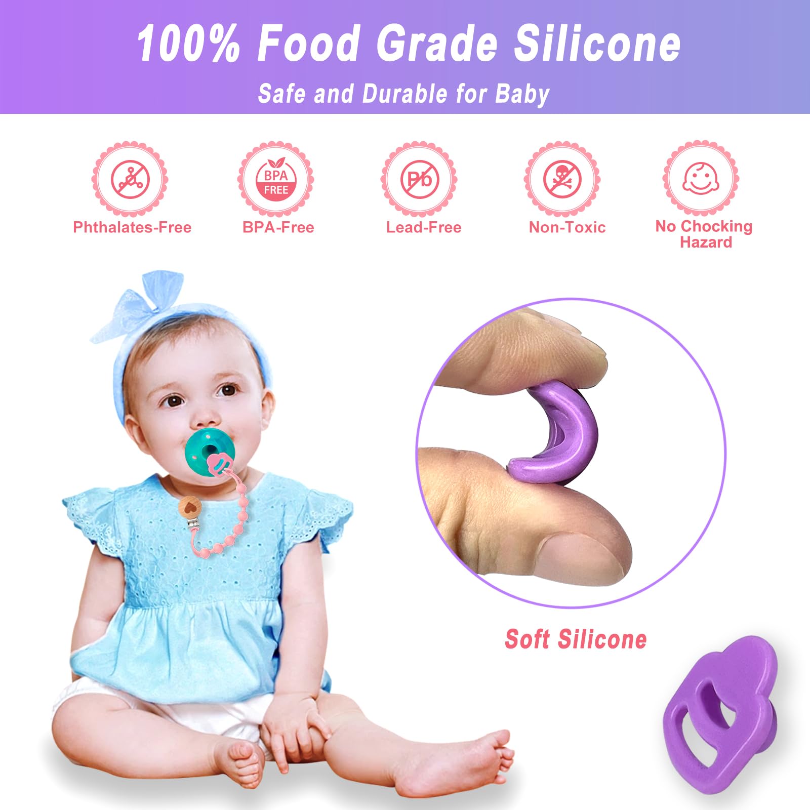 Qunland baby-comfort clip reduces rubbing while keeping pacifiers clean.