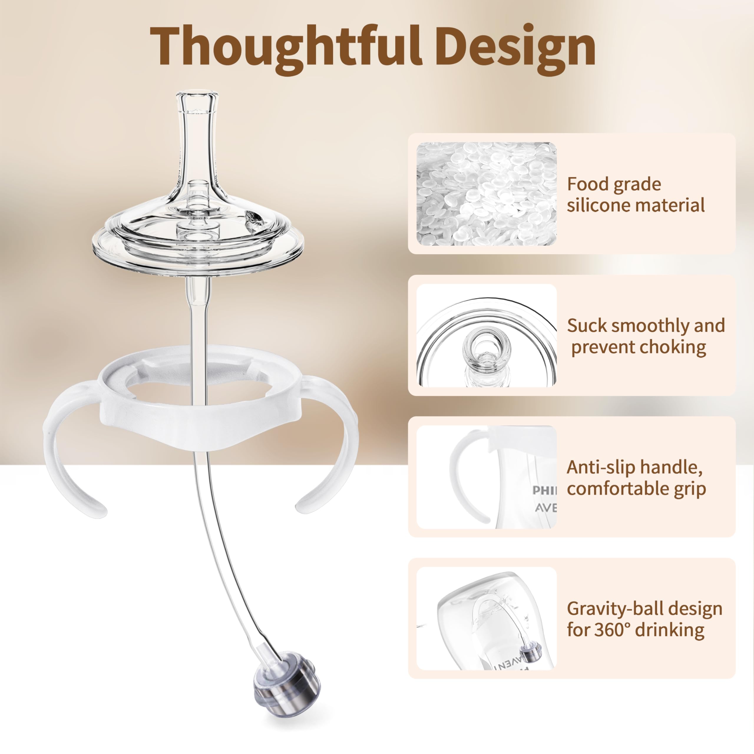 Qunland ergonomic baby-handles improve grip for independent drinking moments.