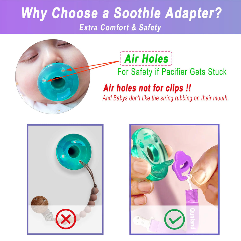 Qunland food-grade silicone adapter ring supports Avent Soothie with comfortable materials.