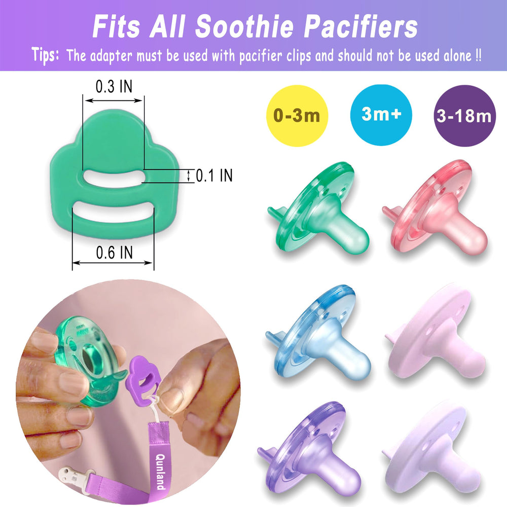 Qunland pacifier clip adapter ring for Avent Soothie promotes safer, mess-free feeds.