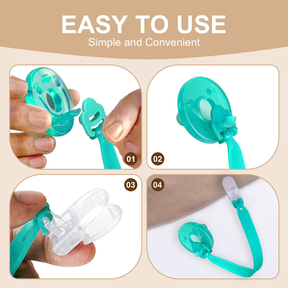 Qunland clip fits multiple pacifiers once the adapter is removed.