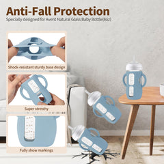 Qunland silicone sleeves provide anti-drop protection during self-feeding sessions.