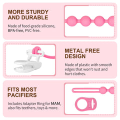 Qunland soft silicone ring on pacifier clip comforts sore gums