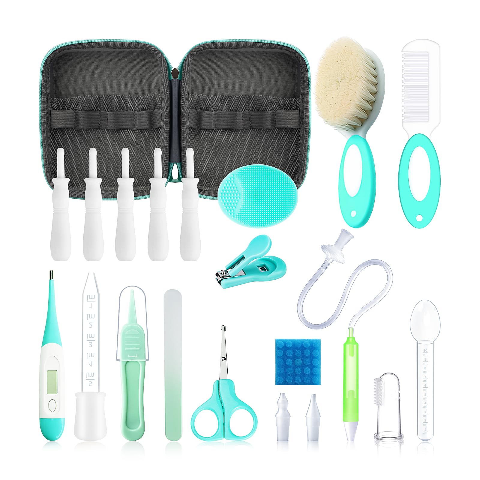 Qunlions Life 23-in-1 baby kit nasal aspirator with gentle suction for stuffed noses.