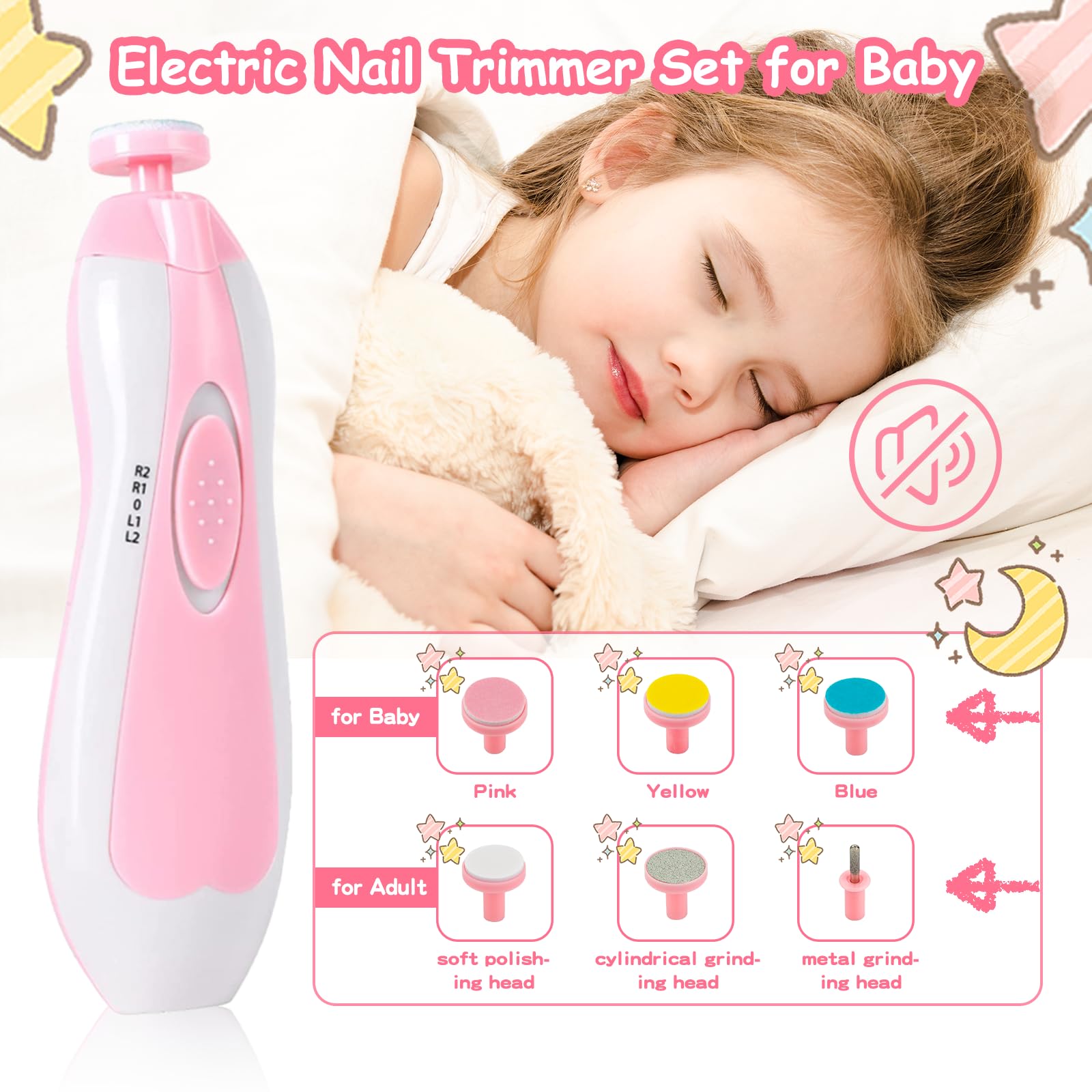 Electric nail trimmer heads from Qunlions life 28-in-1 kit for safe trimming