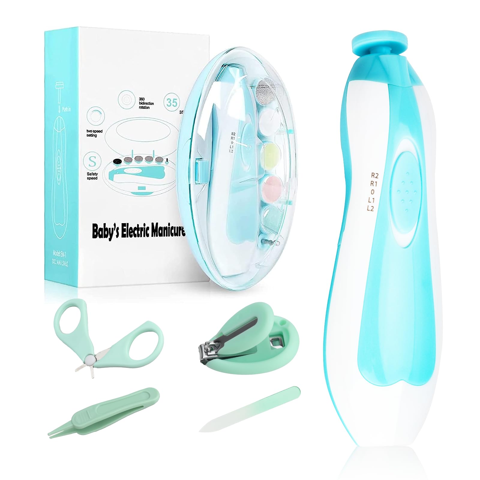 Qunlions life baby electric nail file in use for gentle, safe baby nails.