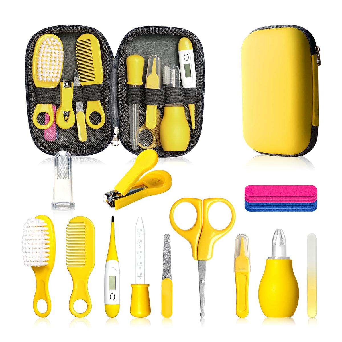 Qunlions life baby grooming kit contents laid out for an all-in-one newborn care routine.