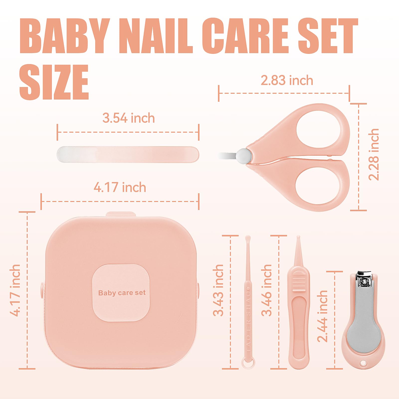 Qunlions life baby nail care set pink glass nail file smooths edges on tiny nails