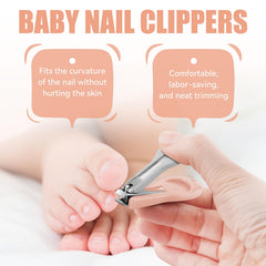 Qunlions life baby nail care set pink nail scissors with curved tips prevent nicks