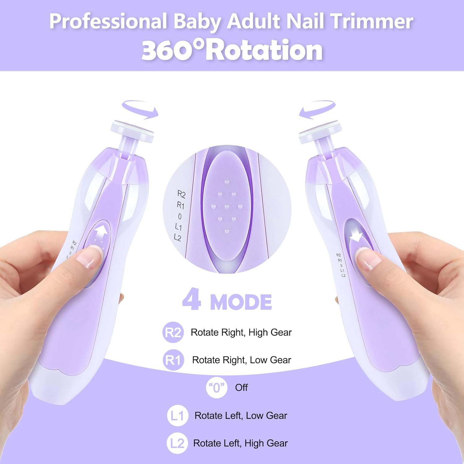 Qunlions Life baby nail trimmer purple cushioned sandpapers—gentle filing for babies and children.