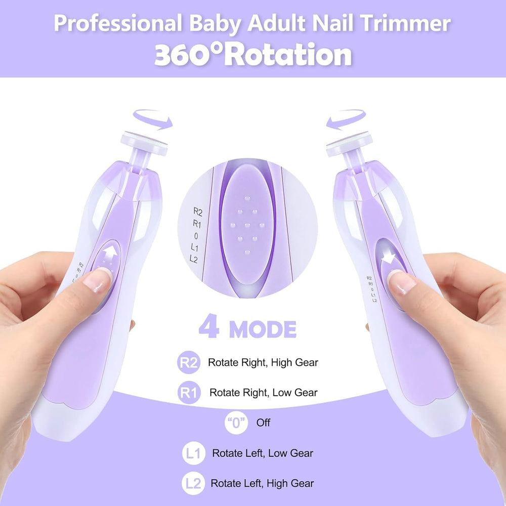 Qunlions Life baby nail trimmer purple cushioned sandpapers—gentle filing for babies and children.