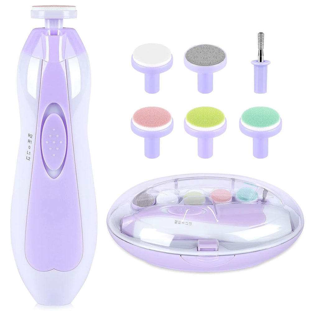 Qunlions Life baby nail trimmer purple overview—compact all-in-one grooming for precise baby nails.