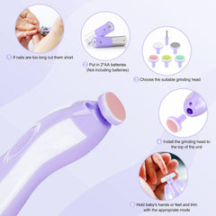 Qunlions Life baby nail trimmer purple whisper motor—noise-free grooming during naps.