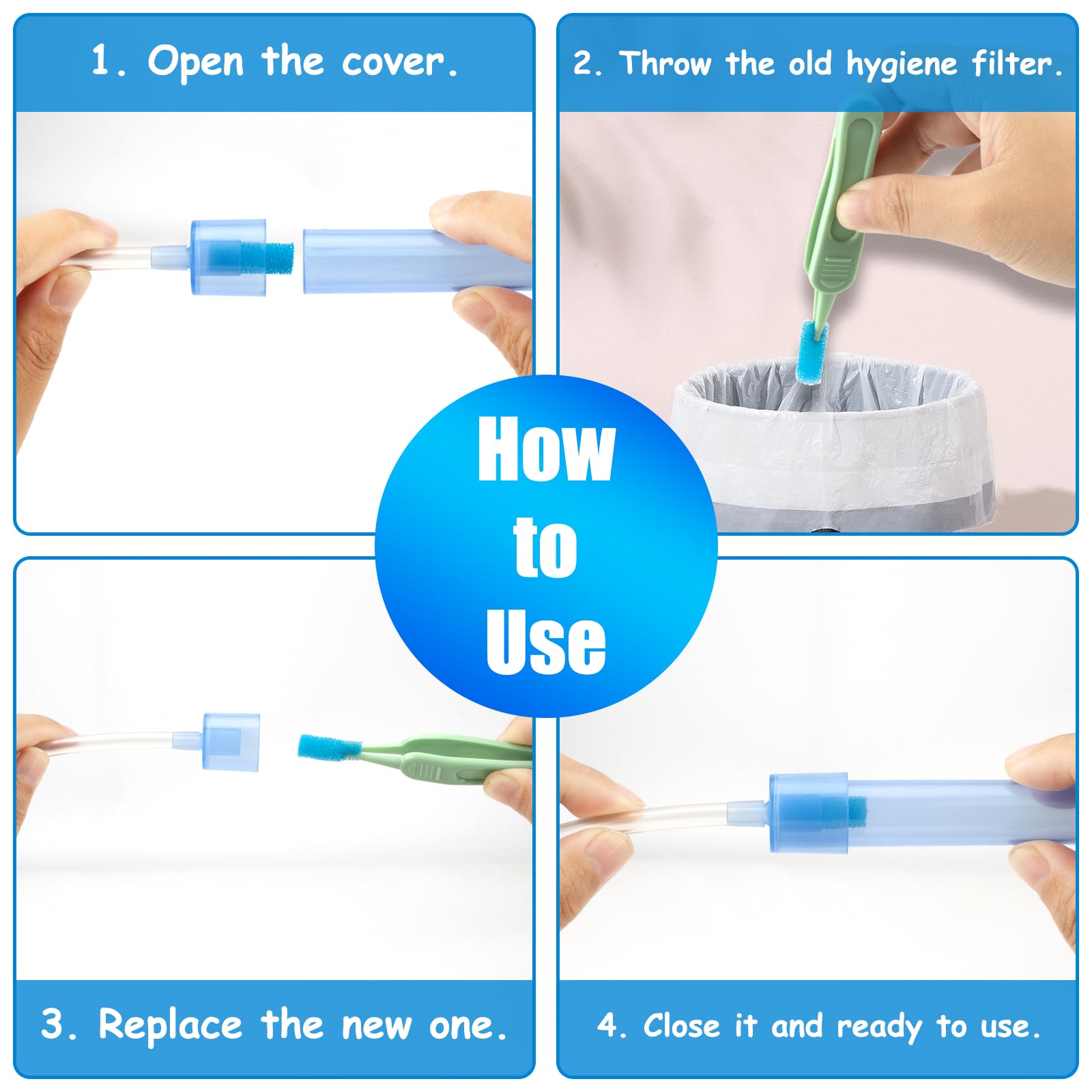 Qunlions life easy-cleanup sponges help quick, hygienic changes.