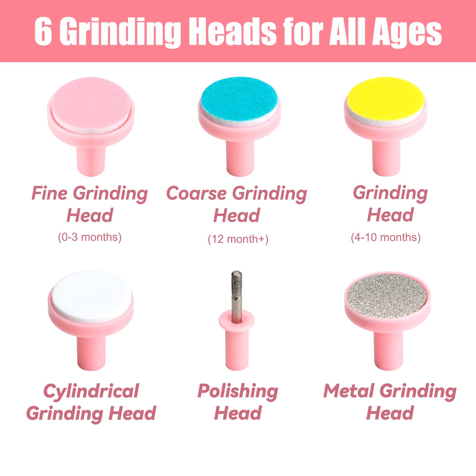 Qunlions life whisper-quiet motor pink enables peaceful nail care while baby naps.