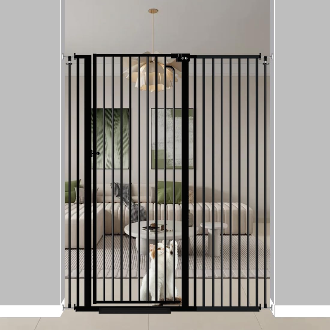 Qonimm 57in extra tall gate closed for jumpy cats and large dogs