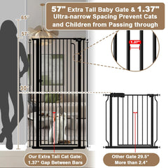 Qonimm wide cat gate in doorway and stairs controlling access