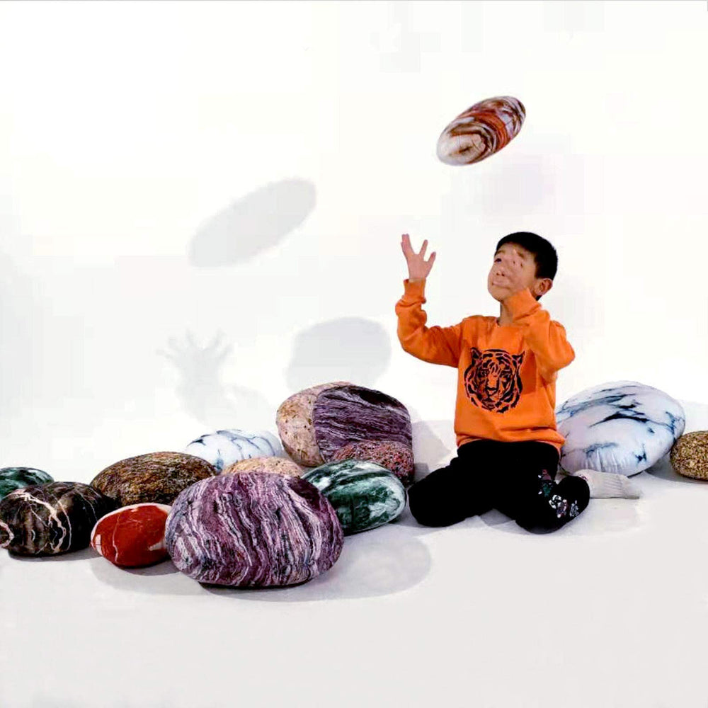 Qupace rock pillows cover decor-room-look on sofa for playful ambience