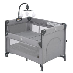 QUTANIX 2-in-1 bassinet pack-and-play grey ready for newborn sleep and quick setup