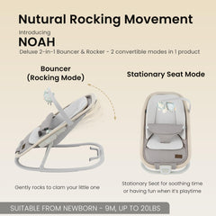 Qutanix 2-in-1 baby bouncer beige side view highlighting portability