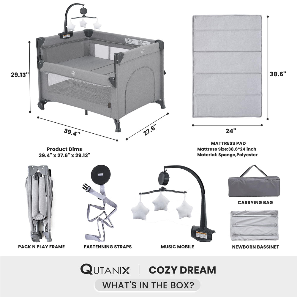 QUTANIX convertible crib and changing surface for growing toddlers