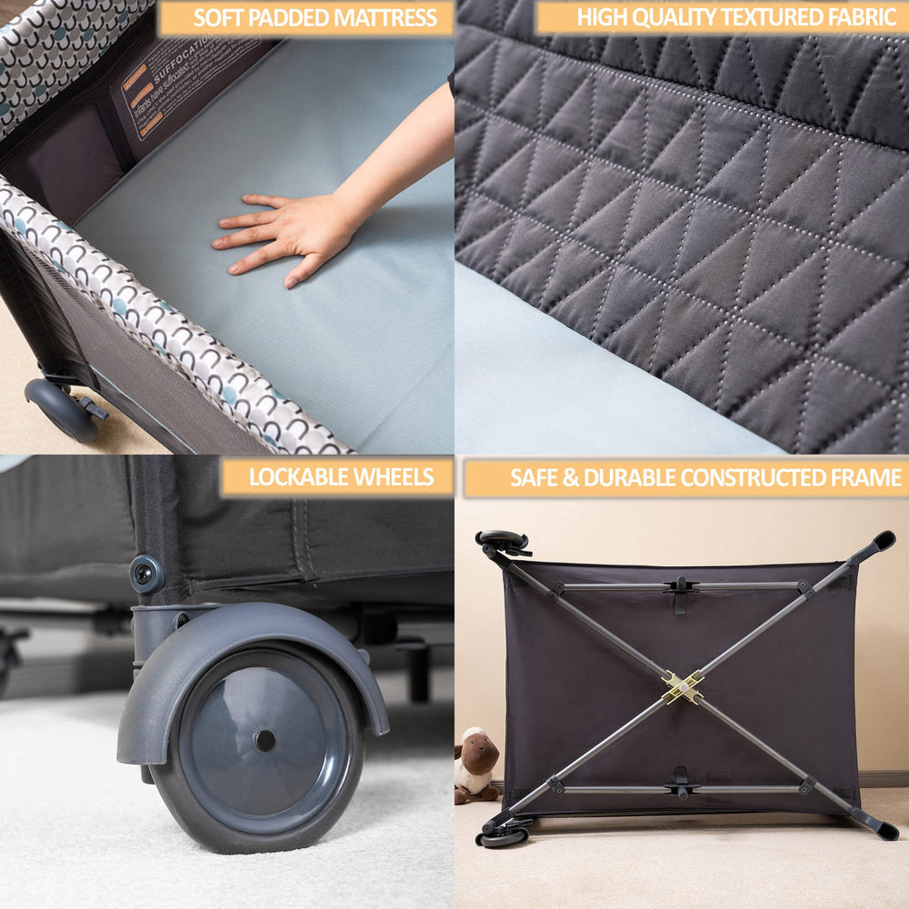 QUTANIX diaper changing table with storage keeps essentials within reach.