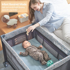 QUTANIX foldable baby crib design saves space and simplifies transport.