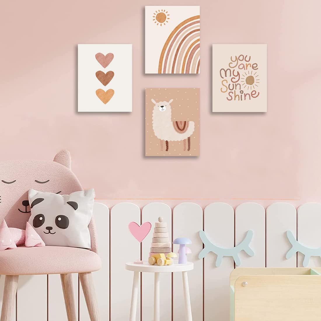 Quzenu Boho Rainbow wall art for baby girl nursery elevates wall decor with charm.