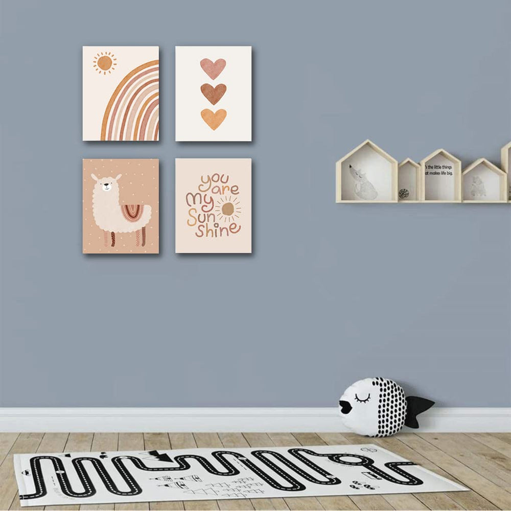 Quzenu Boho Rainbow canvas set adds cheerful focal point to bedrooms.